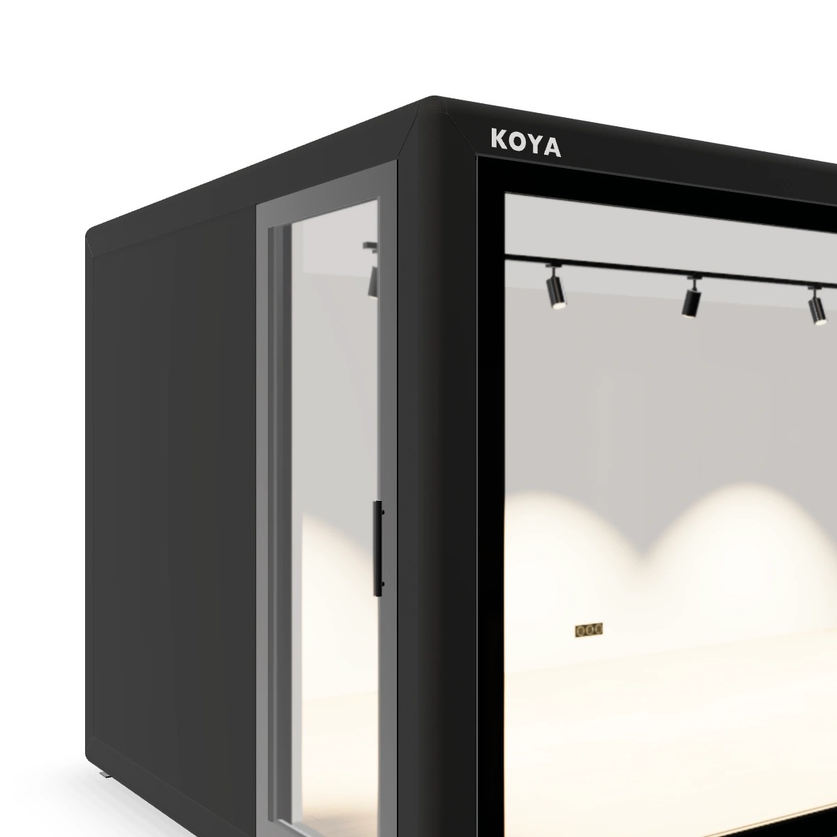 Visualisierung: KOYA Cube mit gerundeten Kanten und Glasfront